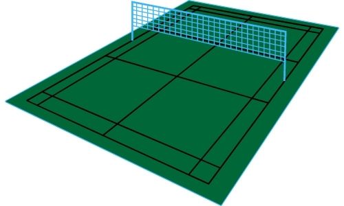 badminton court with net system